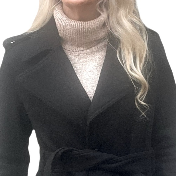 NWT! BANANA REPUBLIC Exaggerated Collar Wrap Coat in Black Sz Small - Picture 4 of 11